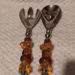 Amber Bead Salad Serving Set – 2 Piece